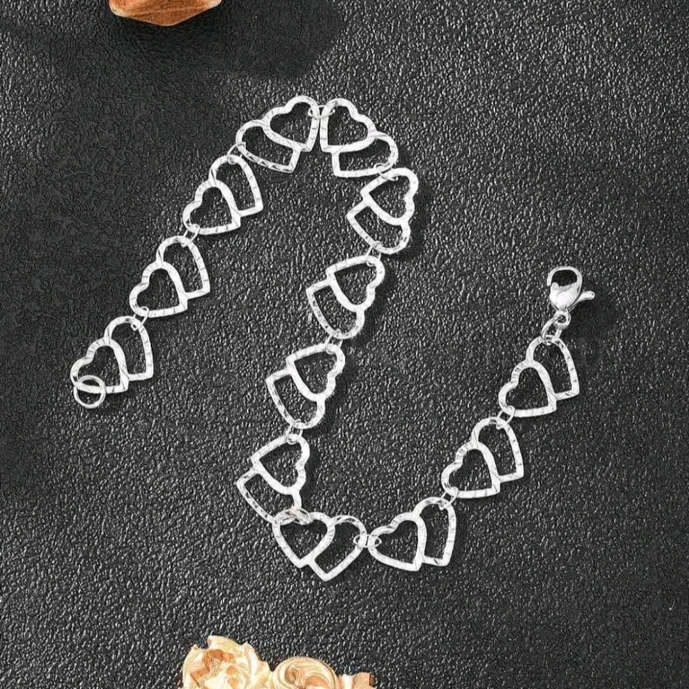 Silver Dainty Heart Link Bracelet - Picture 4 of 4